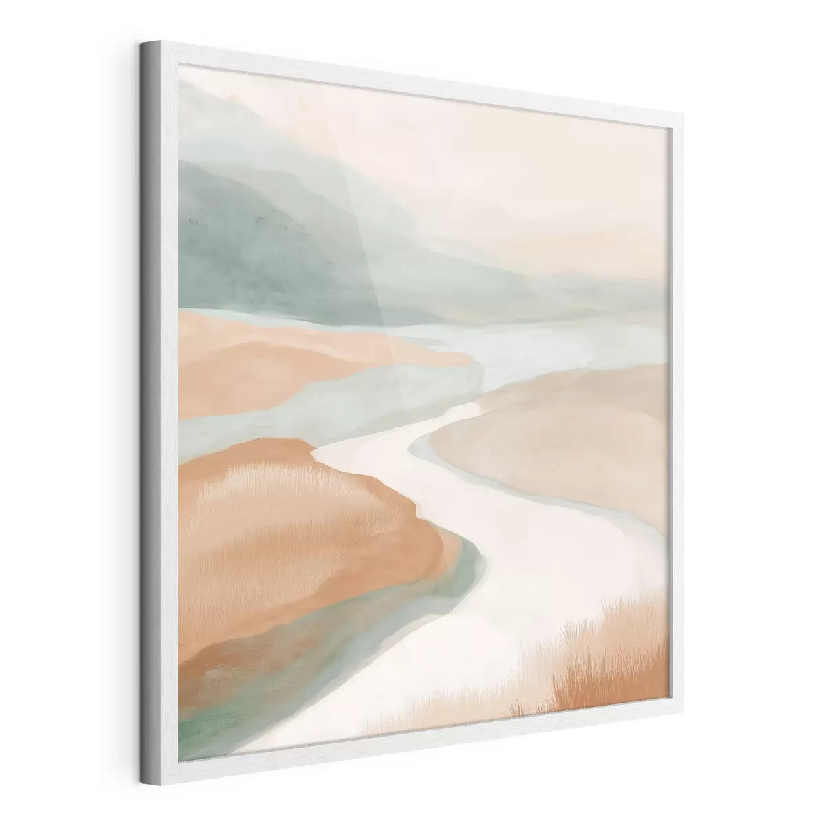 Poster Paisaje abstracto con un río en naranja y verde f46316