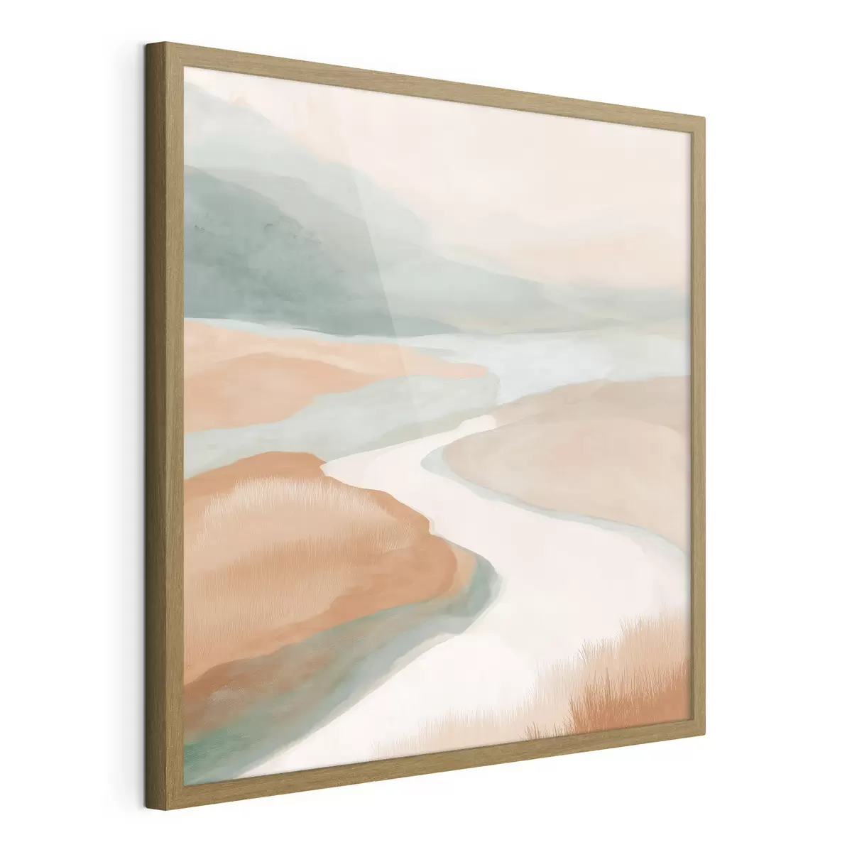 Poster Paisaje abstracto con un río en naranja y verde f46316
