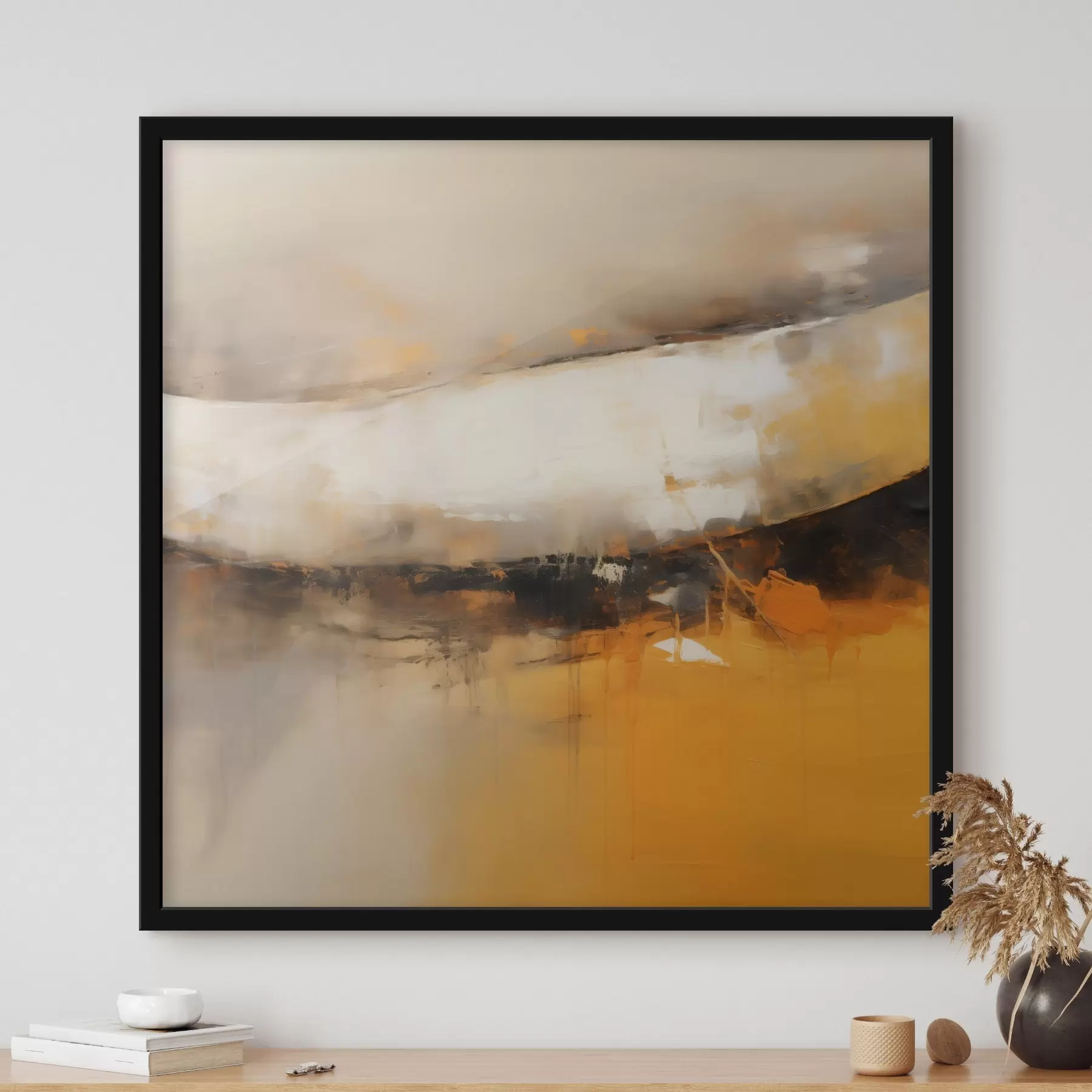 murales de pared Composición dinámica con tonos naranjas y oscuros f46318