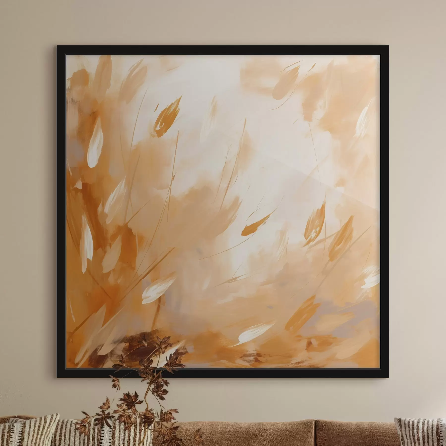 murales de pared Pétalos y tallos abstractos en estilo óleo. f46319