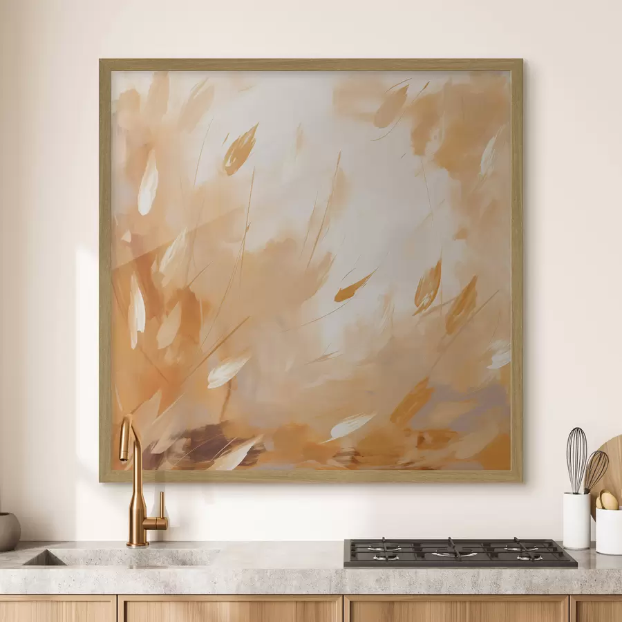 murales de pared Pétalos y tallos abstractos en estilo óleo f46319