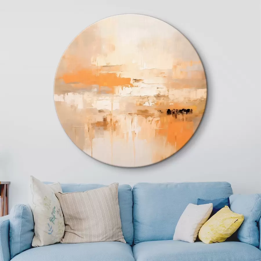 murales de pared Abstracción paisajística en estilo óleo con tonos naranjas y beiges r46314