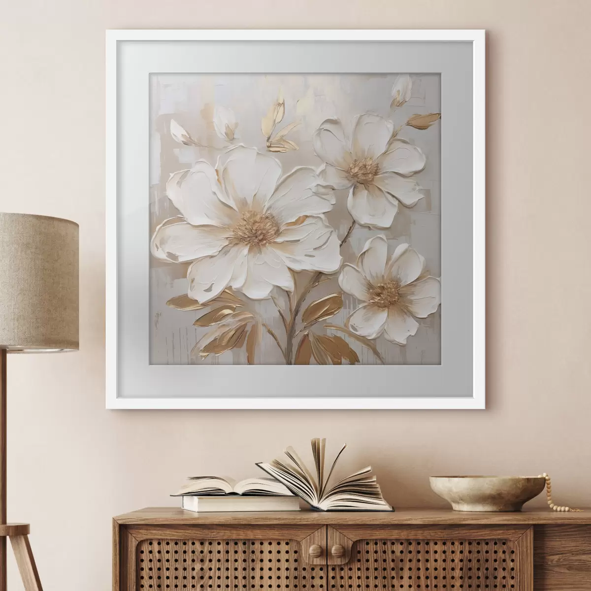 Poster Flores con textura sobre un fondo claro con tonos cálidos f46166