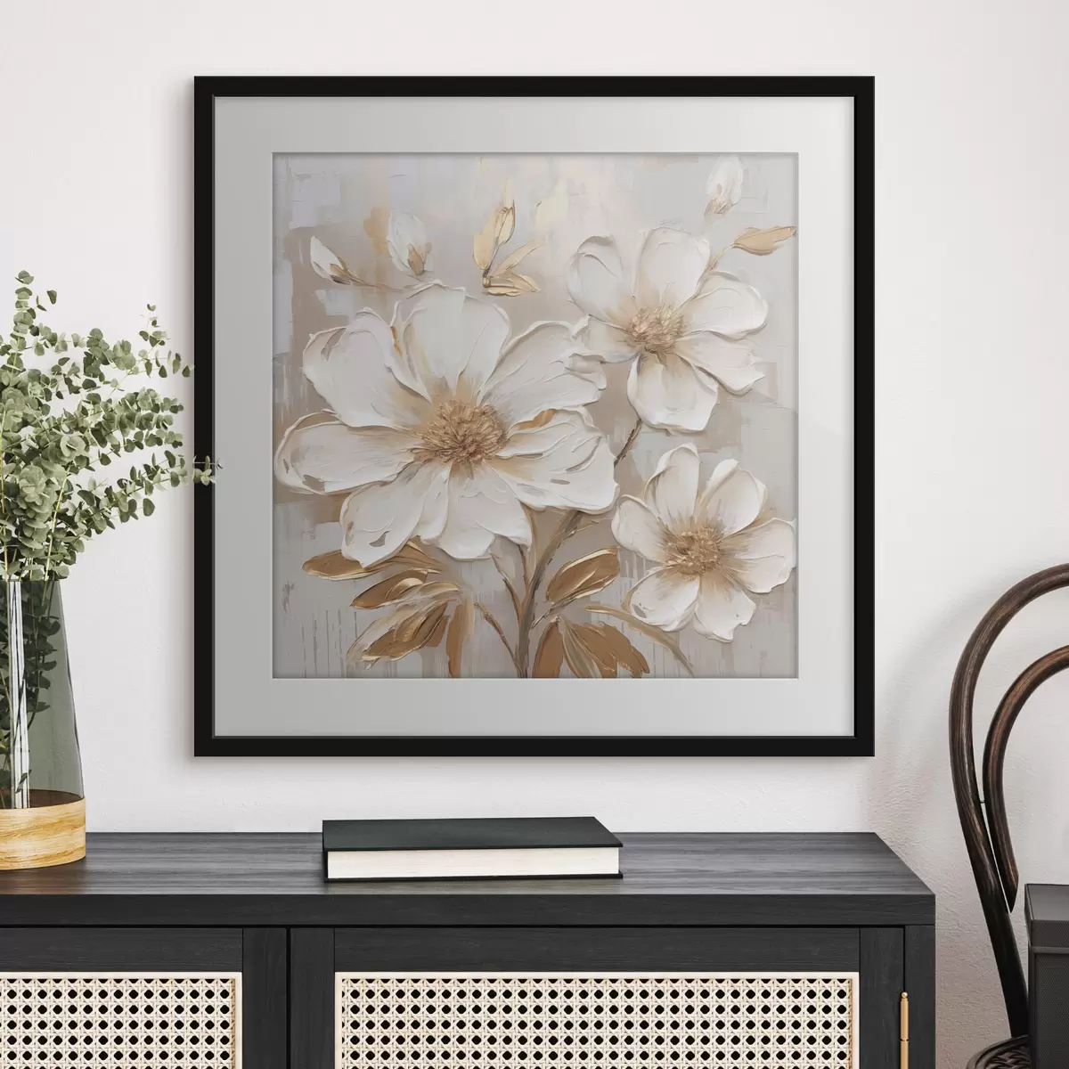 Poster Flores con textura sobre un fondo claro con tonos cálidos f46166