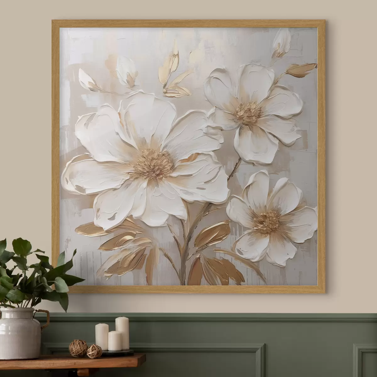 Poster Flores con textura sobre un fondo claro con tonos cálidos f46166