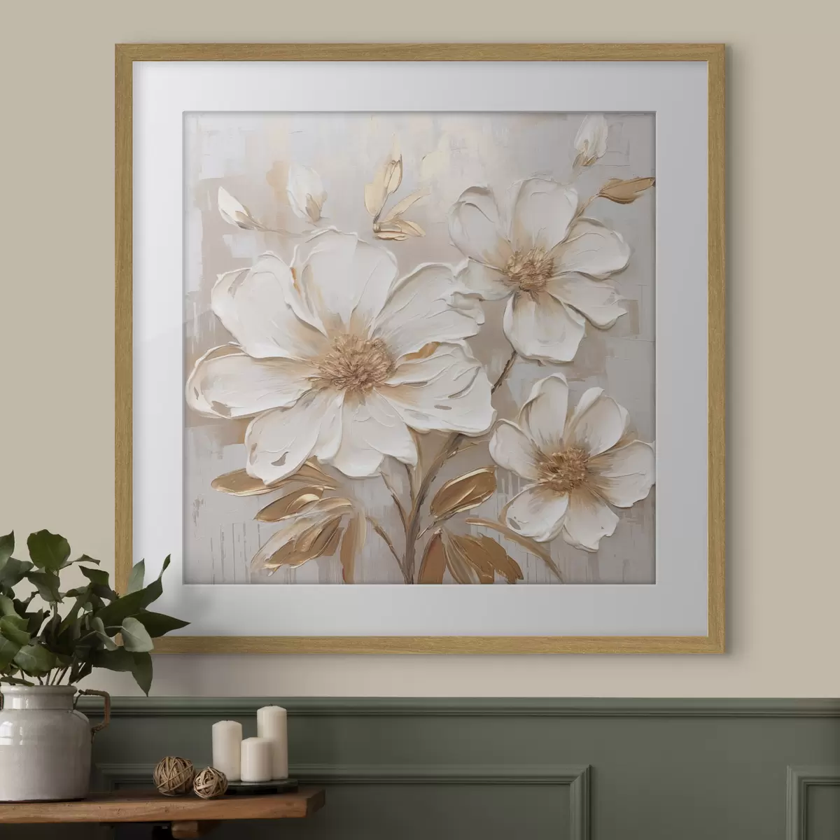 Poster Flores con textura sobre un fondo claro con tonos cálidos f46166