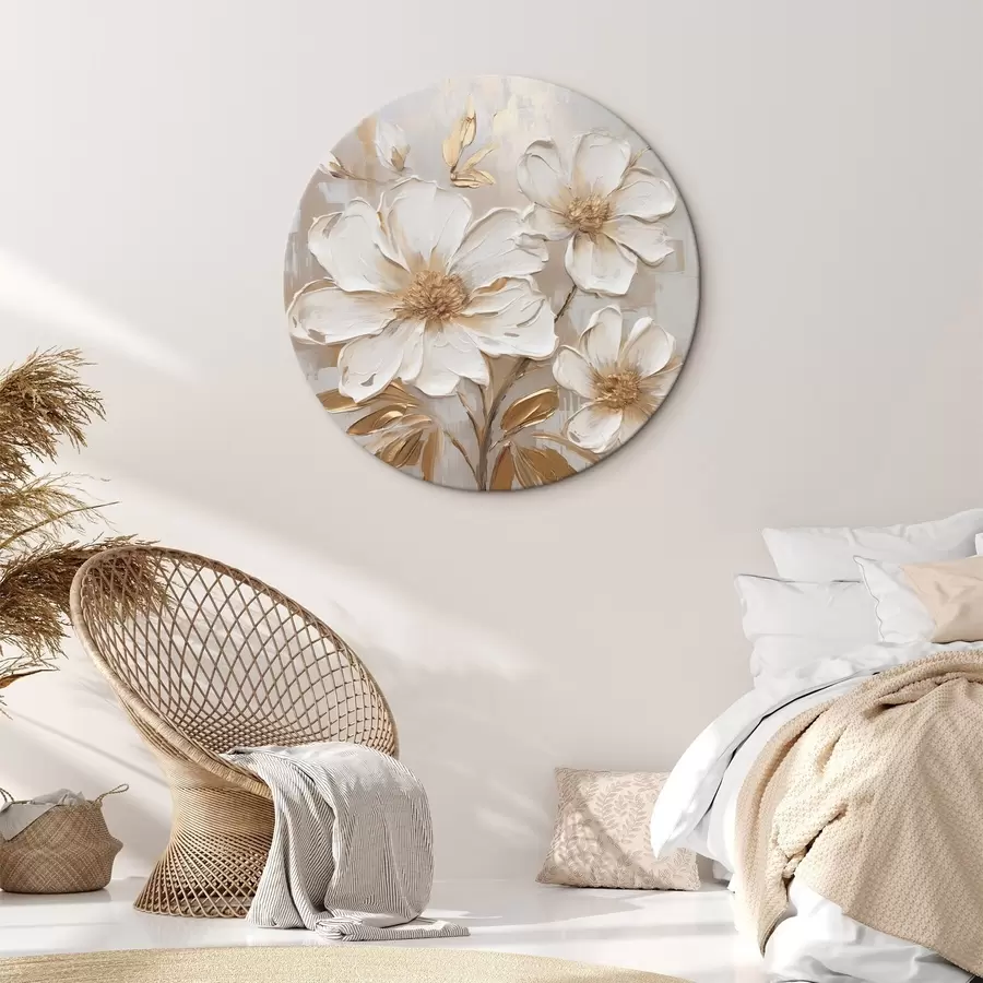 murales de pared Flores con textura sobre un fondo claro con tonos cálidos r46166