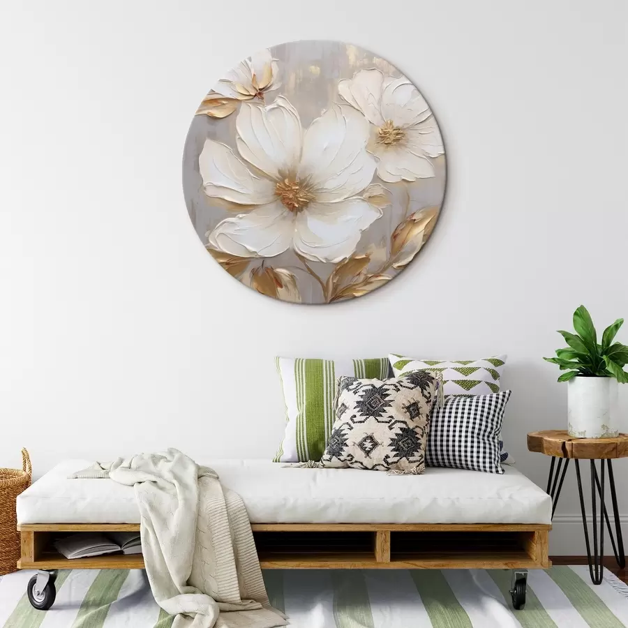 murales de pared Grandes flores texturizadas con pinceladas en una paleta de colores cálidos r46176