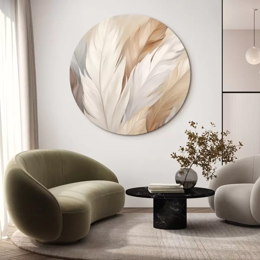 murales de pared Plumas suaves en tonos beige y gris r46190