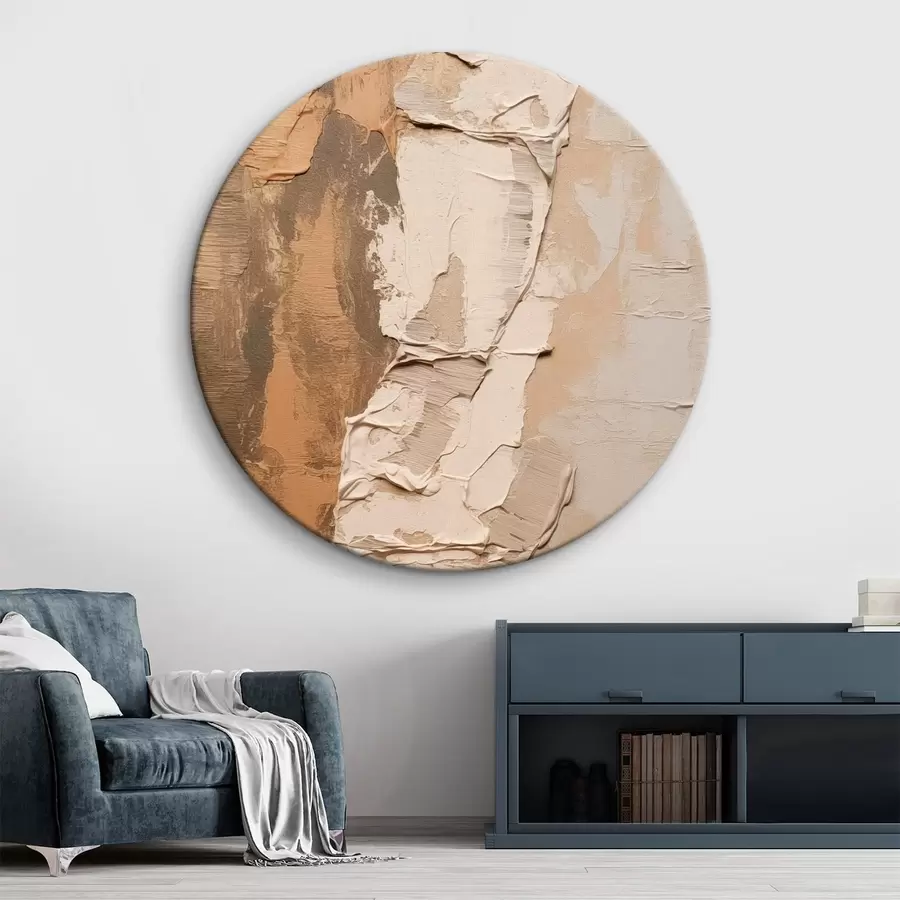 murales de pared Pintura abstracta con pinceladas gruesas, tonos beige y marrones, superficie texturizada, paleta de colores neutros r46272