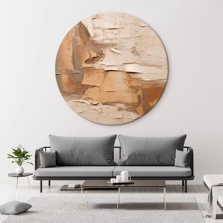 murales de pared Pintura abstracta con pinceladas gruesas, tonos beige y marrones, superficie texturizada, paleta de colores neutros r46273