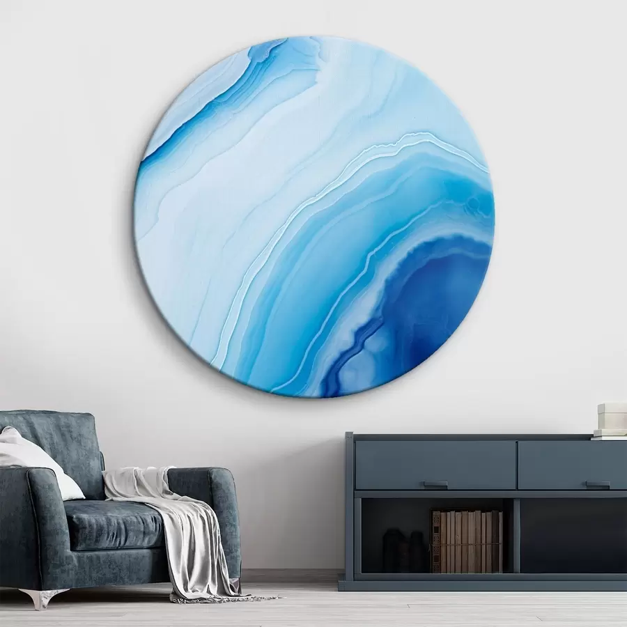 murales de pared Estampado abstracto de ágata azul y blanca, líneas y degradados en espiral, textura suave, arte moderno, minimalista r46290