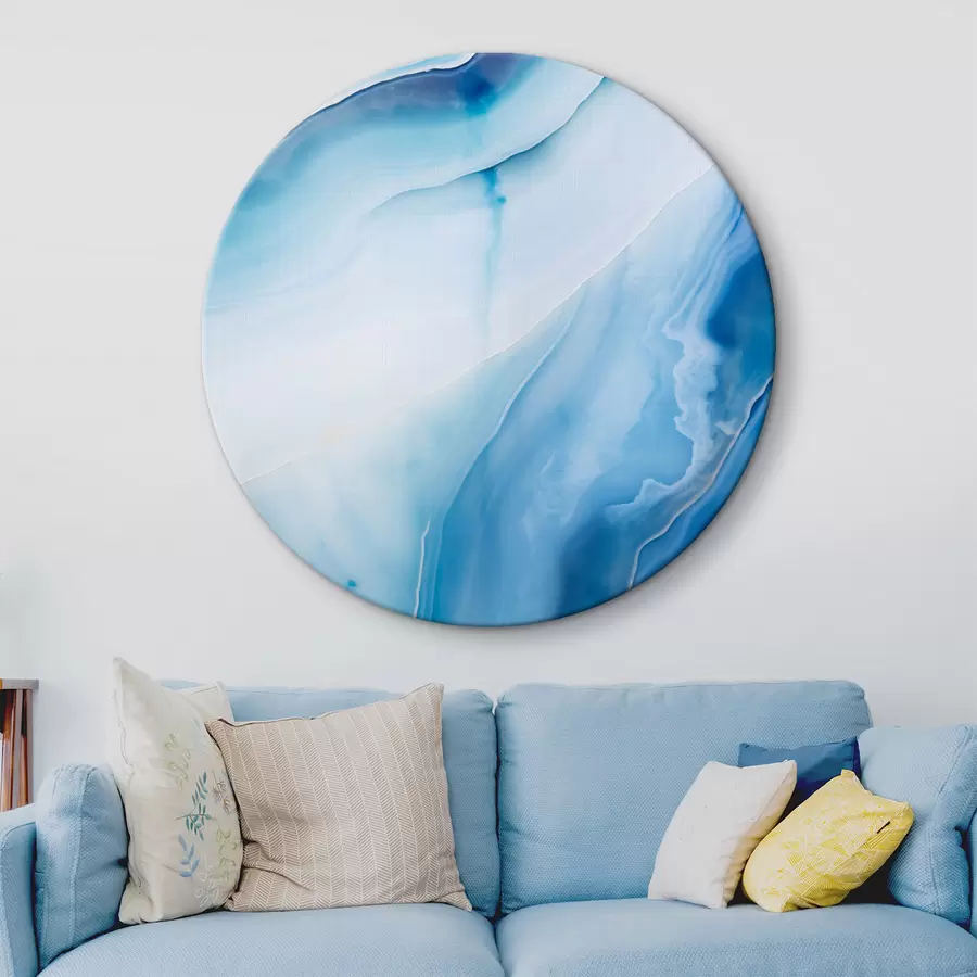 murales de pared Estampado abstracto de ágata azul y blanca, líneas y degradados en espiral, textura suave, arte moderno, minimalista r46291