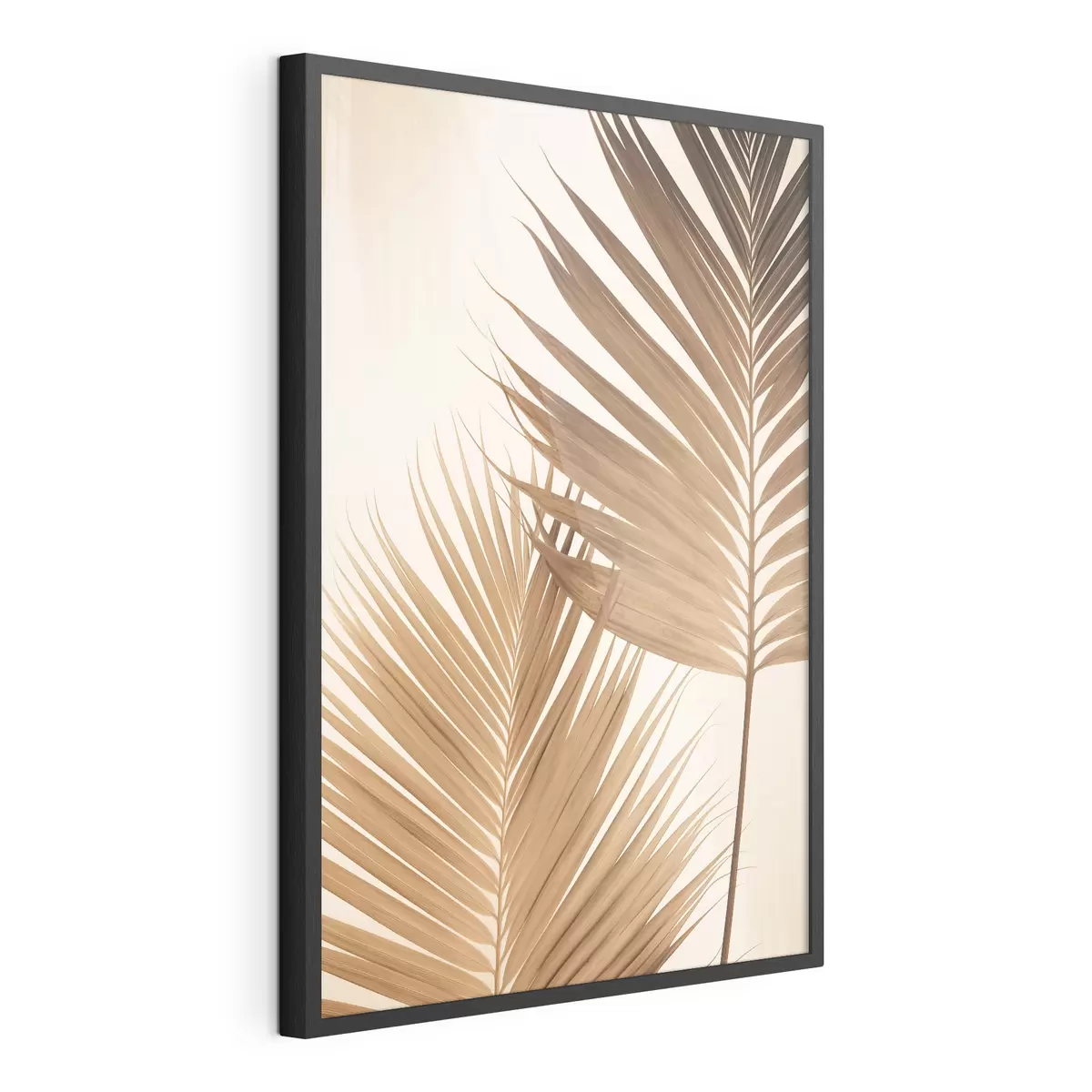 Poster Hojas de palmera en tonos marrones, fondo neutro, estilo minimalista, iluminación natural, ambiente tropical f46274