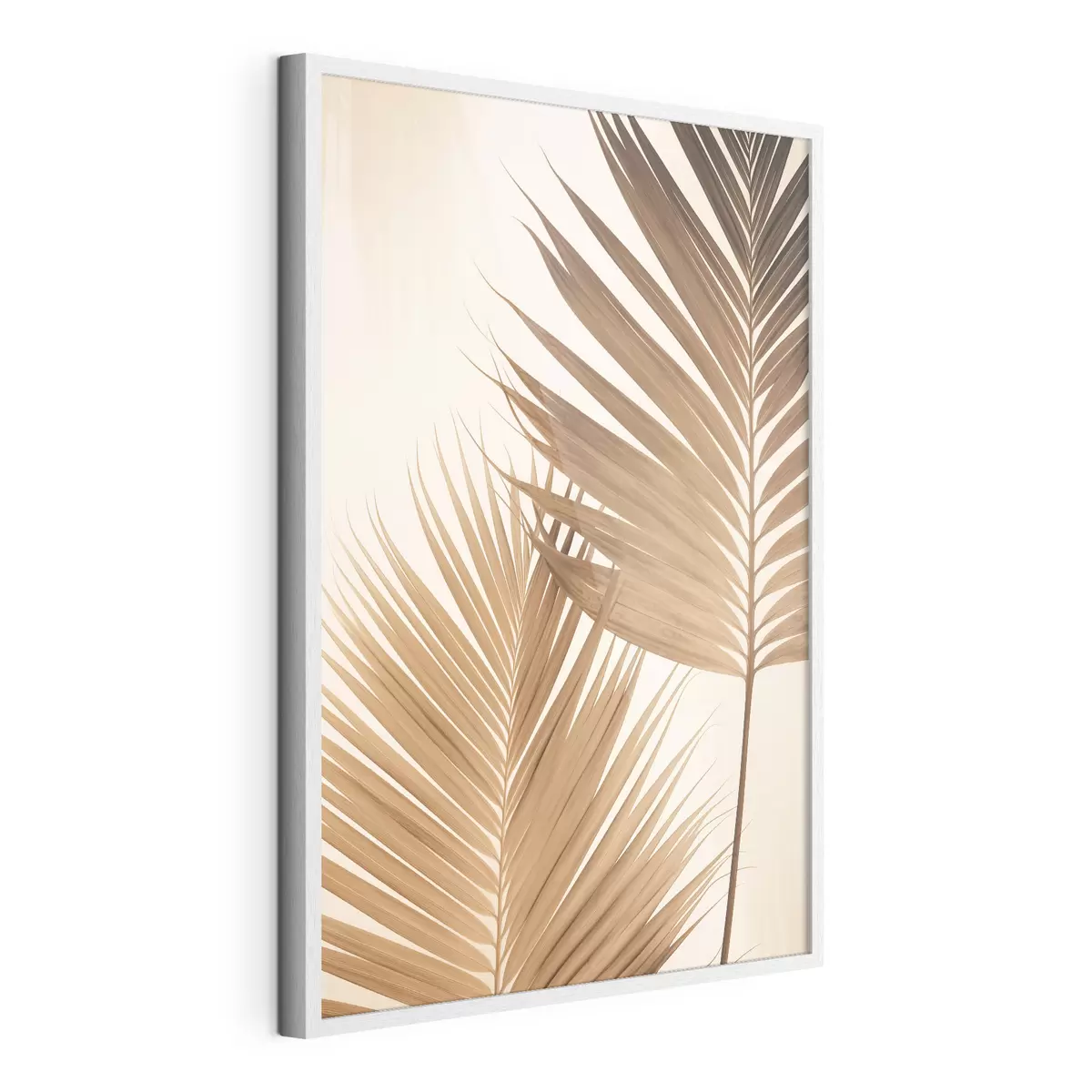 Poster Hojas de palmera en tonos marrones, fondo neutro, estilo minimalista, iluminación natural, ambiente tropical f46274