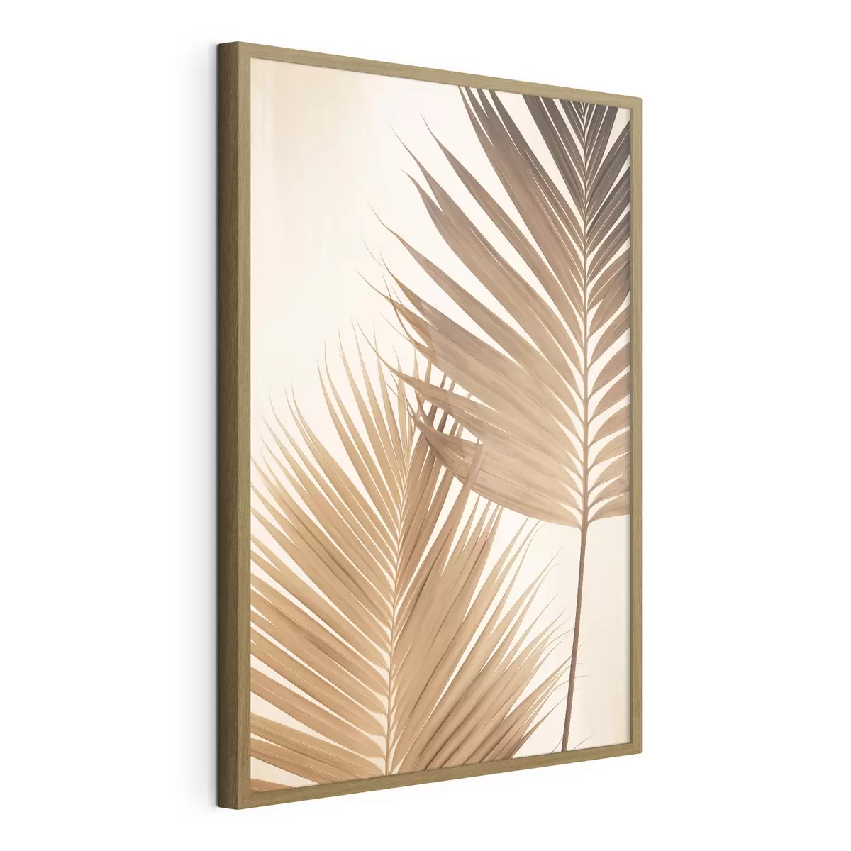 Poster Hojas de palmera en tonos marrones, fondo neutro, estilo minimalista, iluminación natural, ambiente tropical f46274