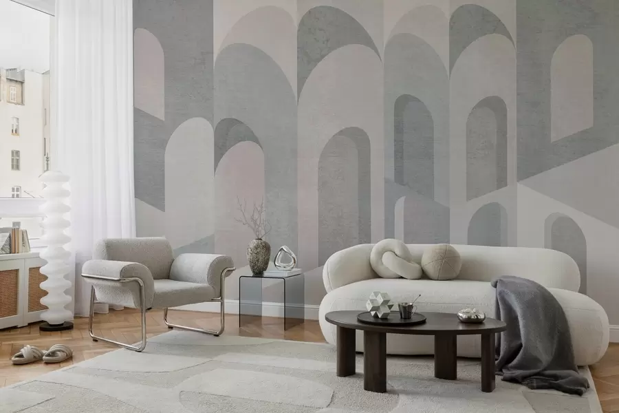 murales de pared metamorfosis urbanas del arco en tonos gris pálido w04812