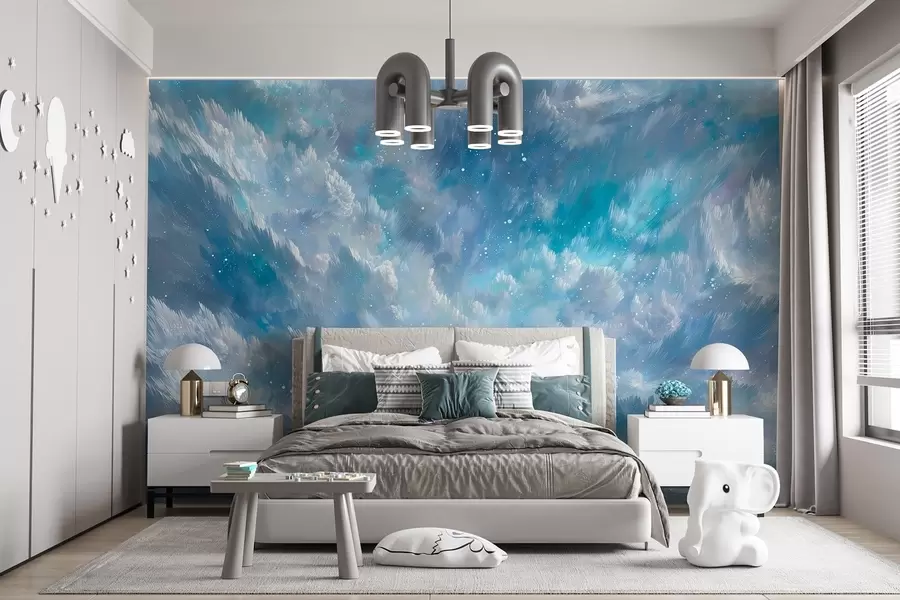 murales de pared Nubes abstractas celestiales en una fresca paleta de colores pastel w09459