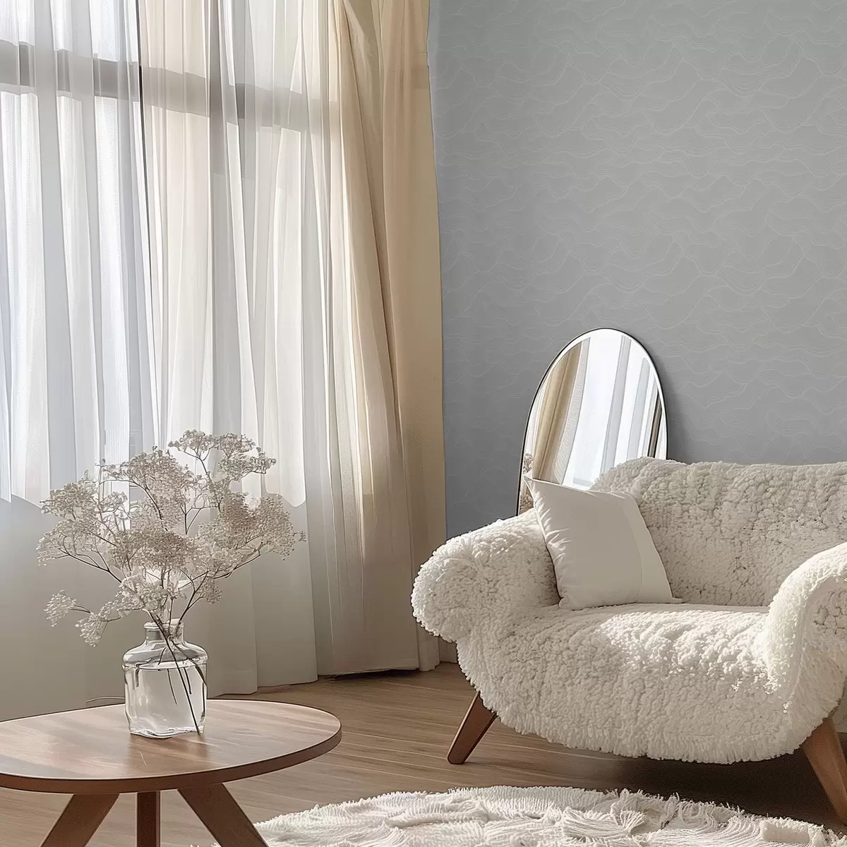 Papel pintado Ondas de luz, relieve casi blanco, mínimo. a00682v2