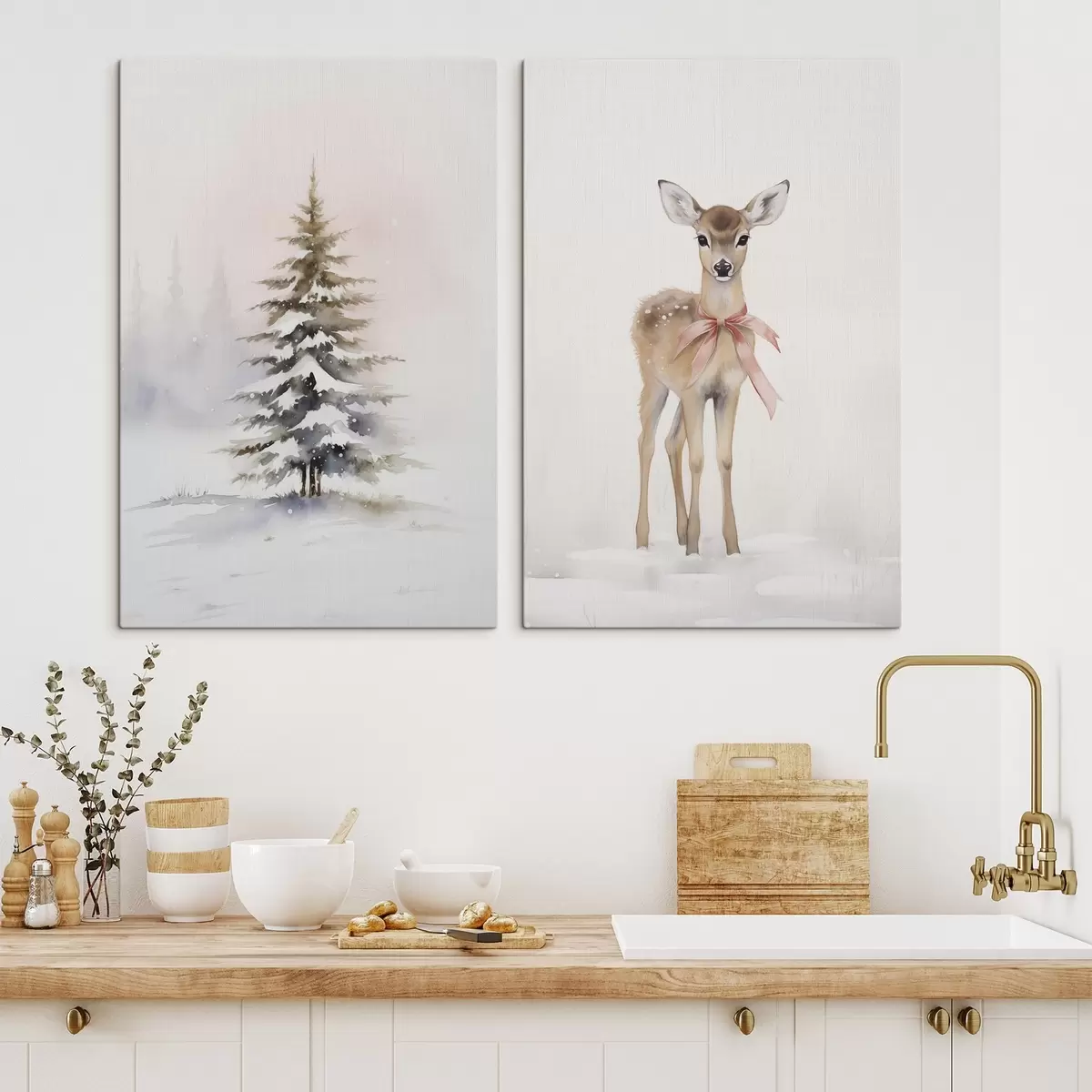 murales de pared Abeto y cervatillo m00933