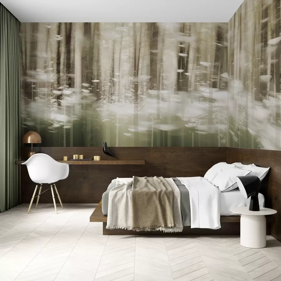 murales de pared Troncos de árboles estilizados en colores pastel w04844