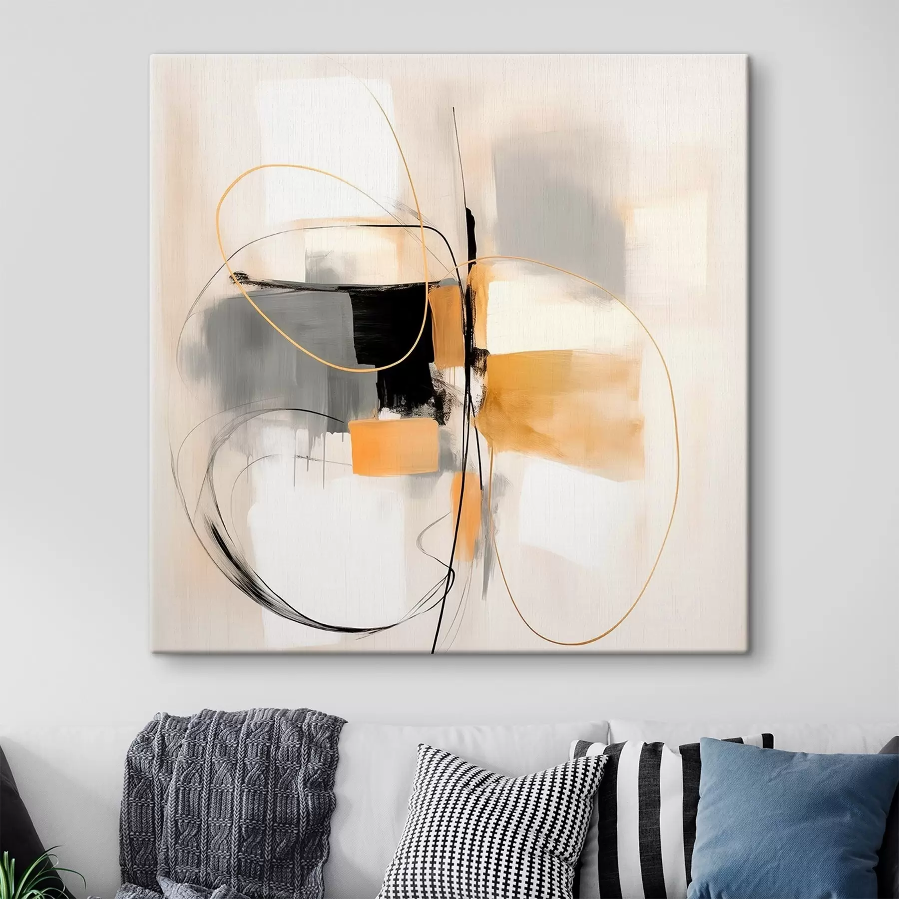 murales de pared Abstracto, líneas y formas en estilo óleo s46322