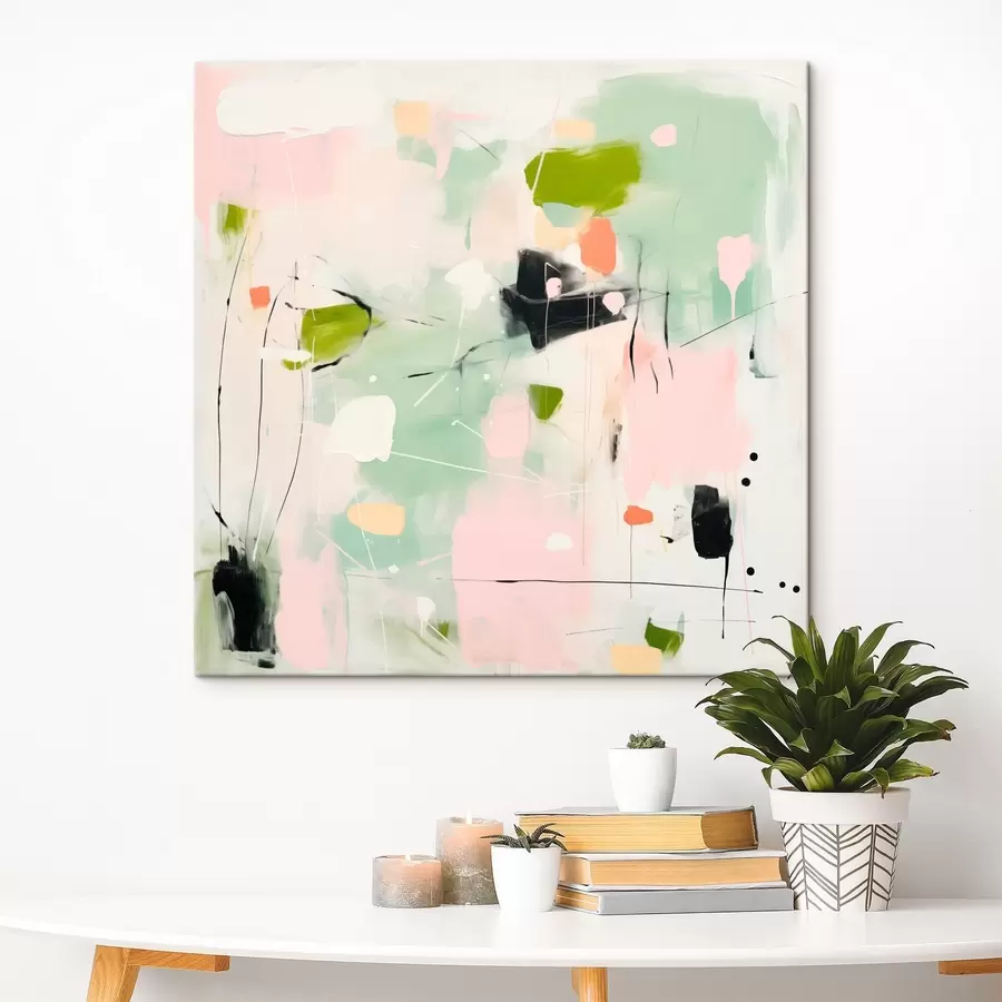 murales de pared Rosa y menta, pinceladas pastel s46324