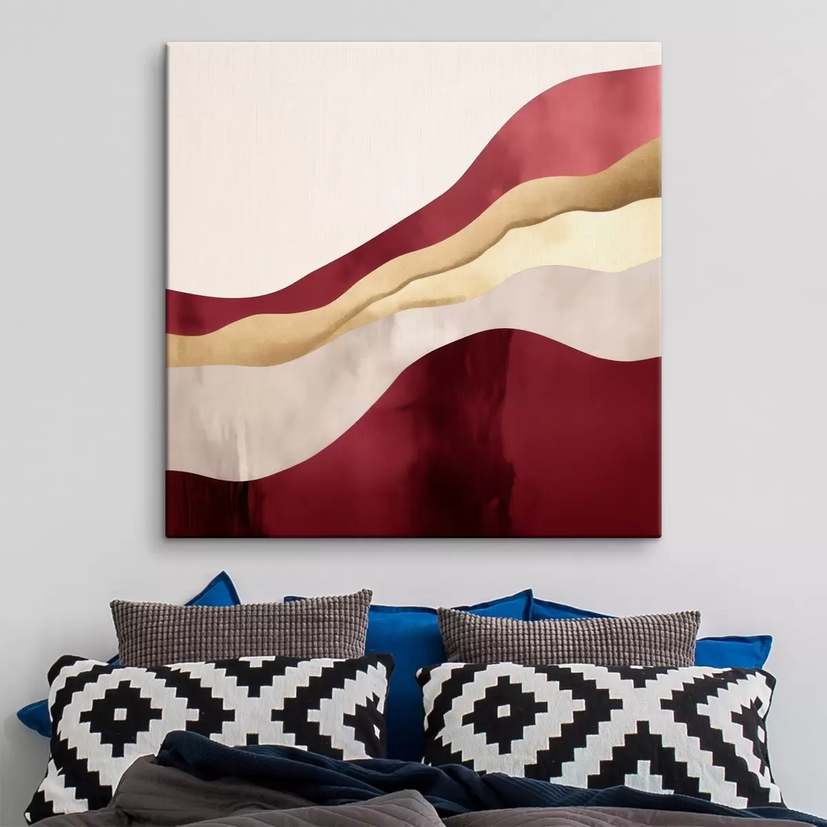 murales de pared Burdeos, rosa y detalles en color arena, estilo geométrico. s46331