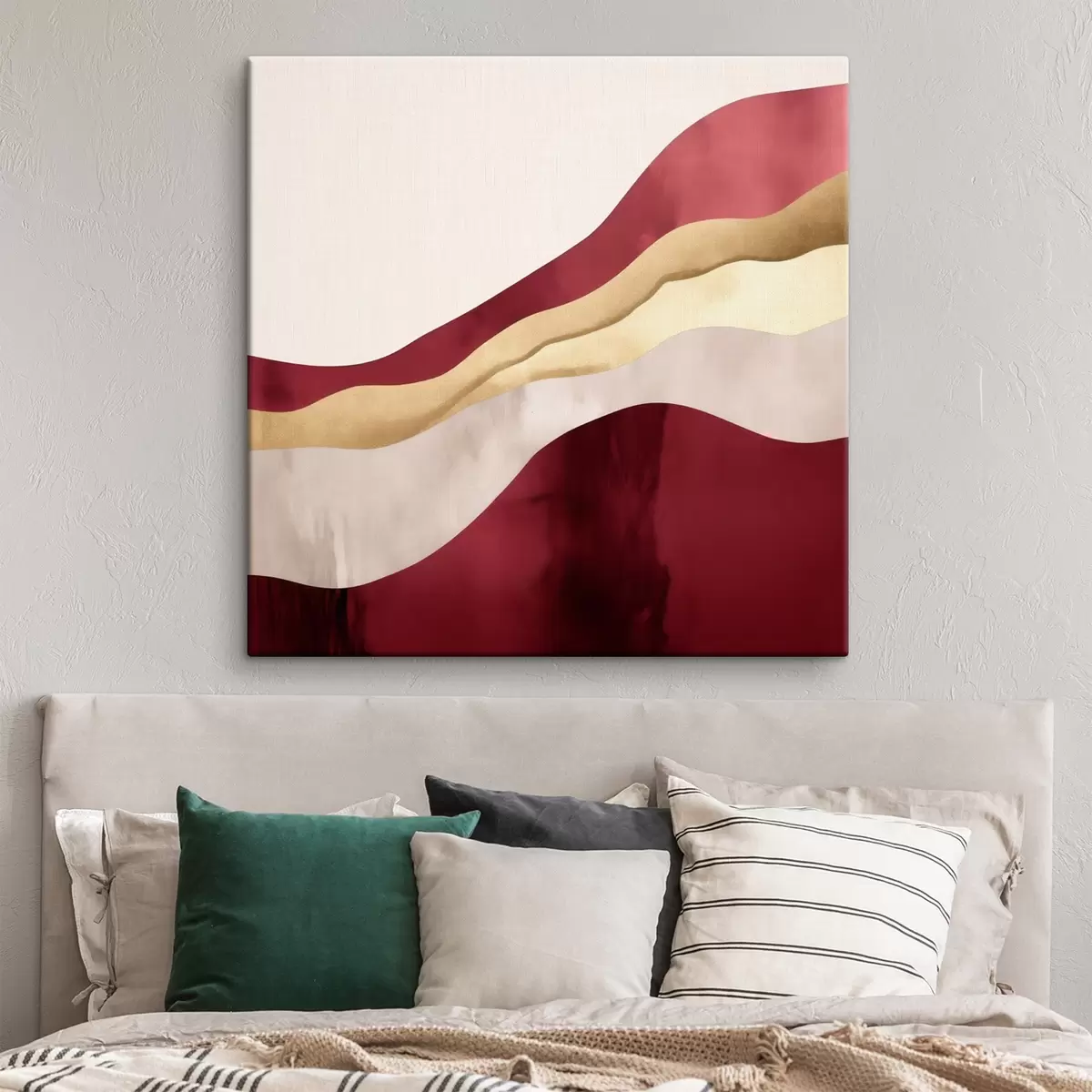 murales de pared Burdeos, rosa y detalles en color arena, estilo geométrico. s46331