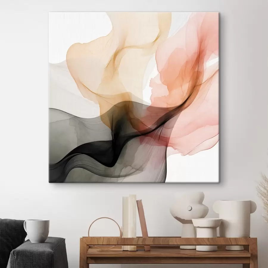 murales de pared Desbordamientos de coral y gris en un estilo delicado. s46333