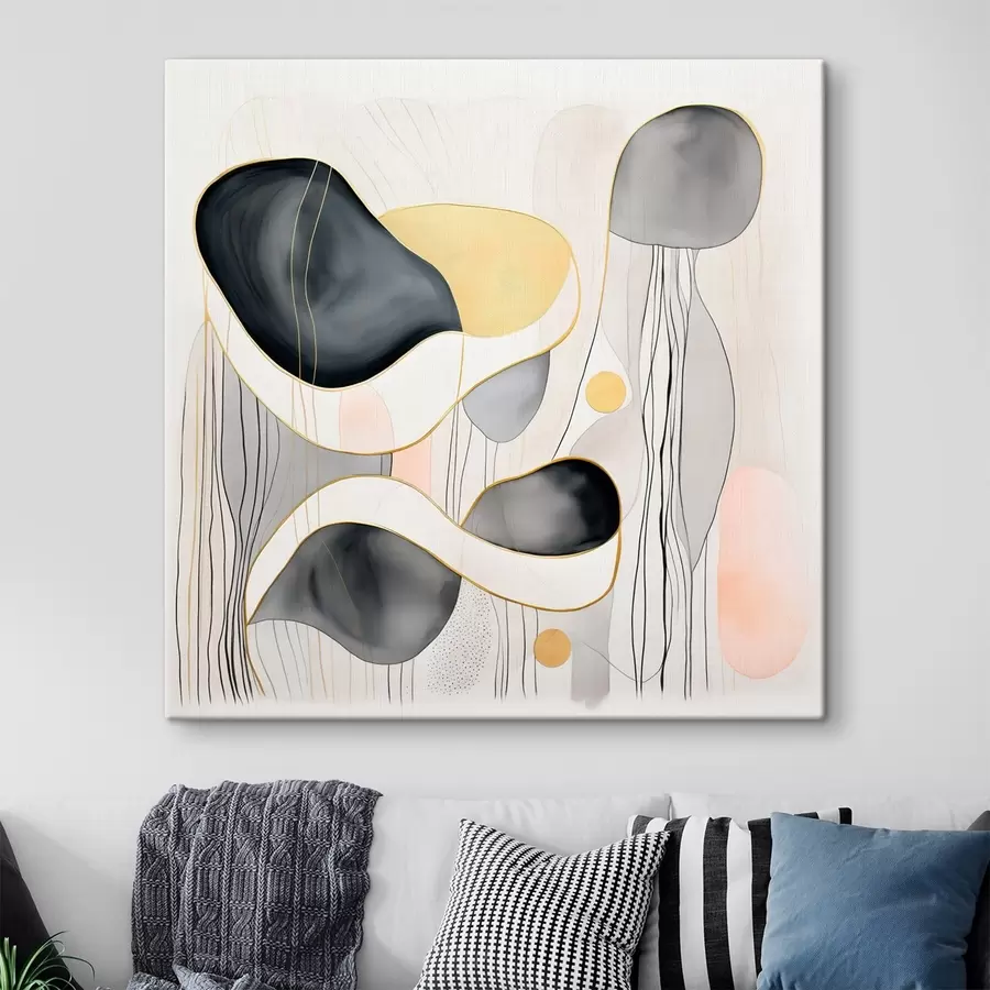 murales de pared Composición neutra, manchas grises y arenosas en estilo moderno. s46334