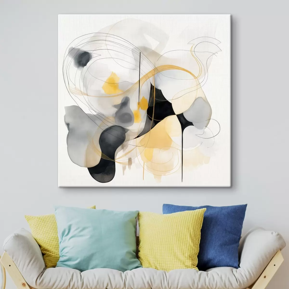 murales de pared Líneas caóticas y manchas en estilo moderno s46335