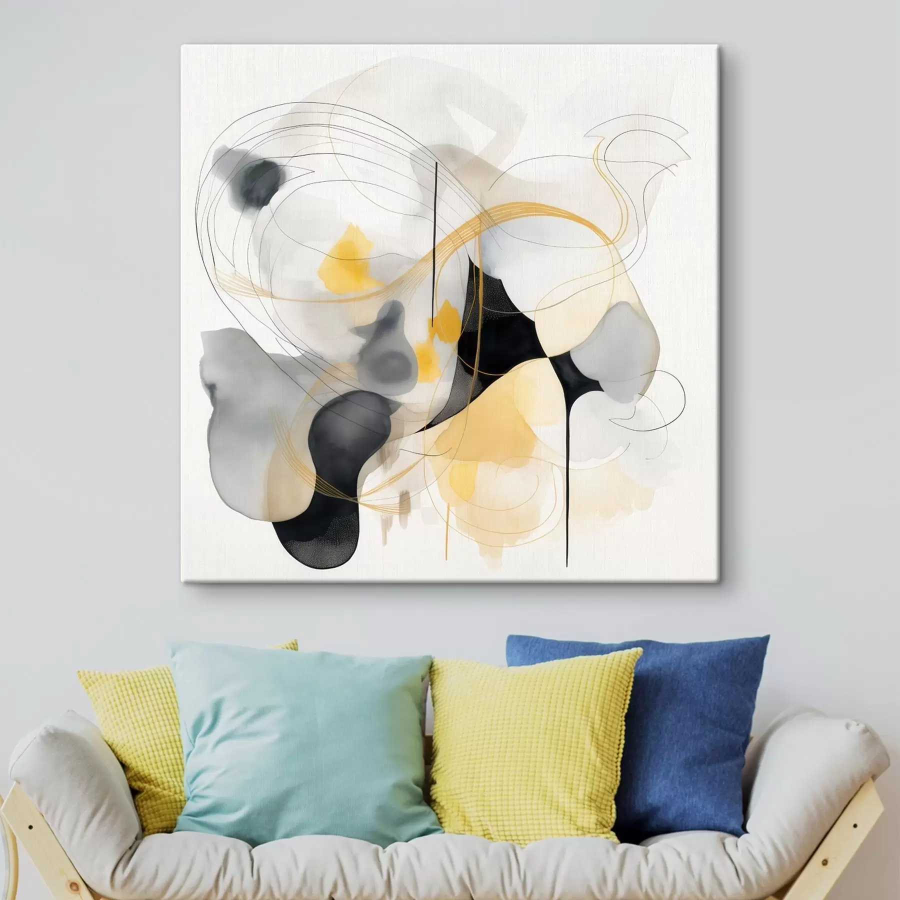 murales de pared Líneas caóticas y manchas en estilo moderno s46335