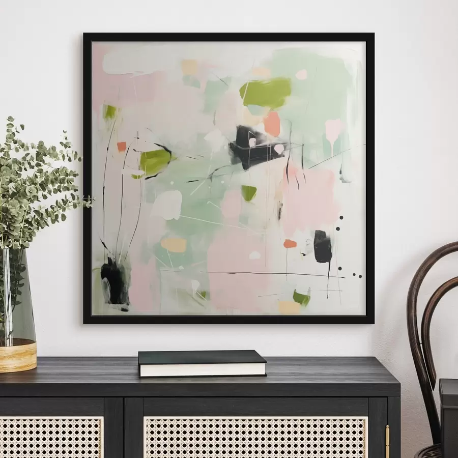 murales de pared Rosa y menta, pinceladas pastel f46324