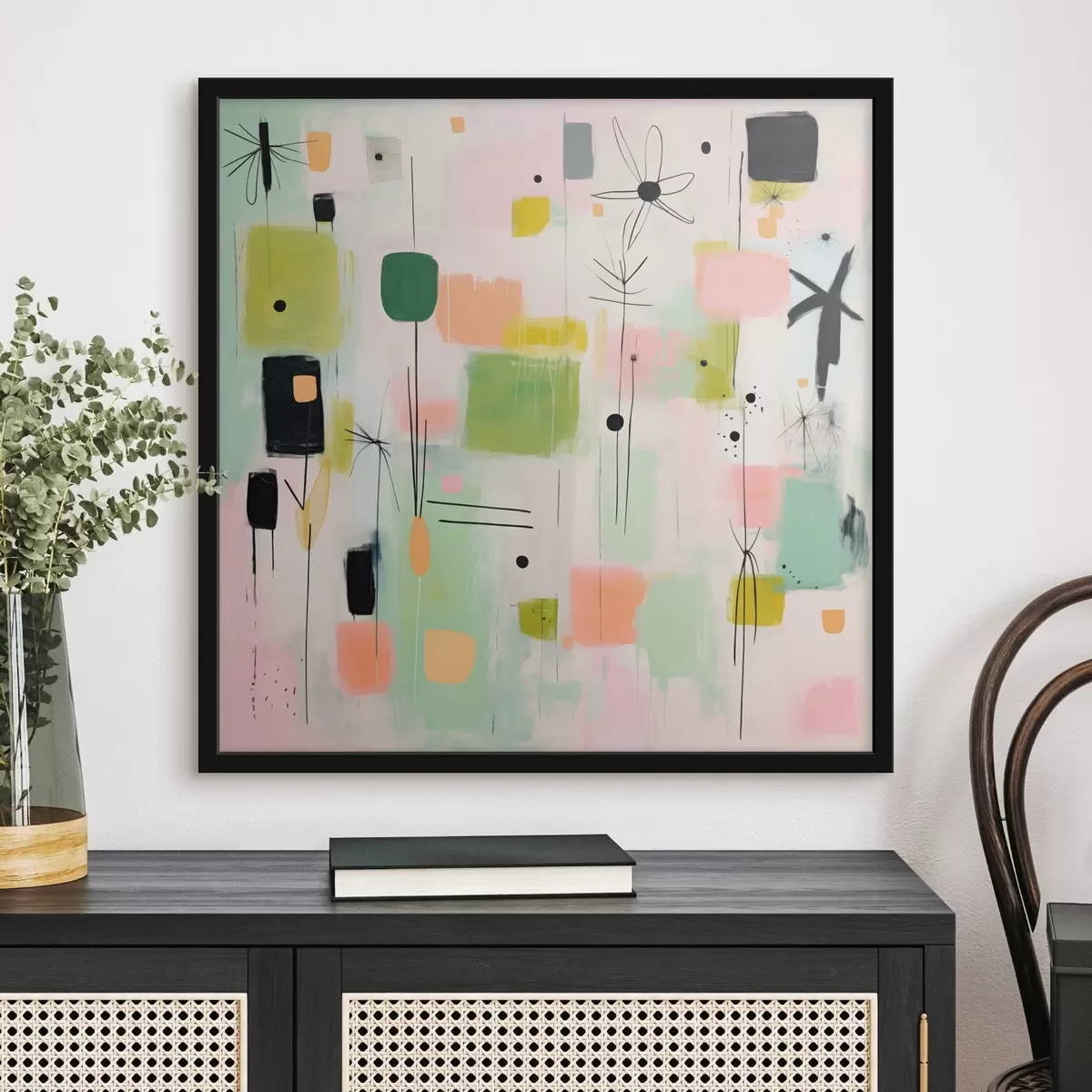 Poster Flores abstractas, composición ligera en estilo óleo. f46325