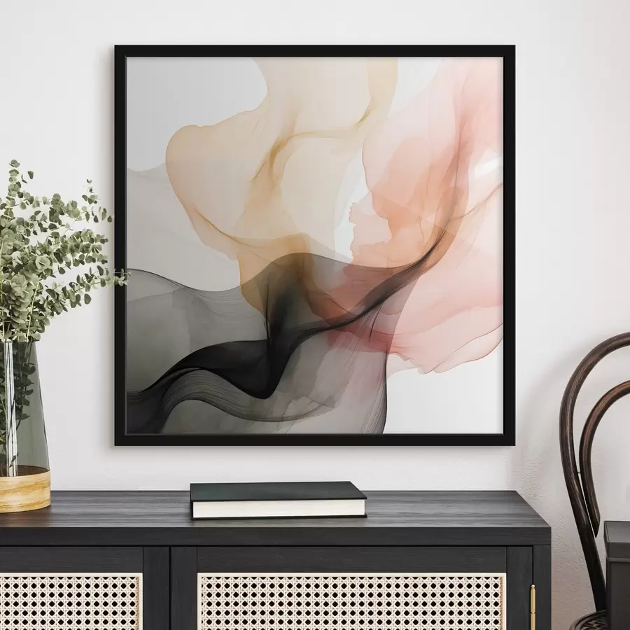 murales de pared Desbordamientos de coral y gris en un estilo delicado. f46333