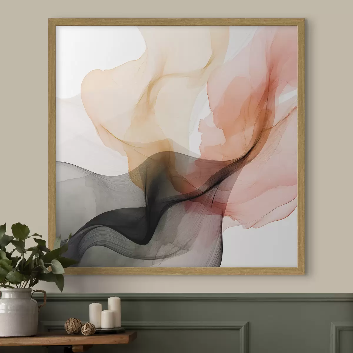 Poster Desbordamientos de coral y gris en un estilo delicado f46333