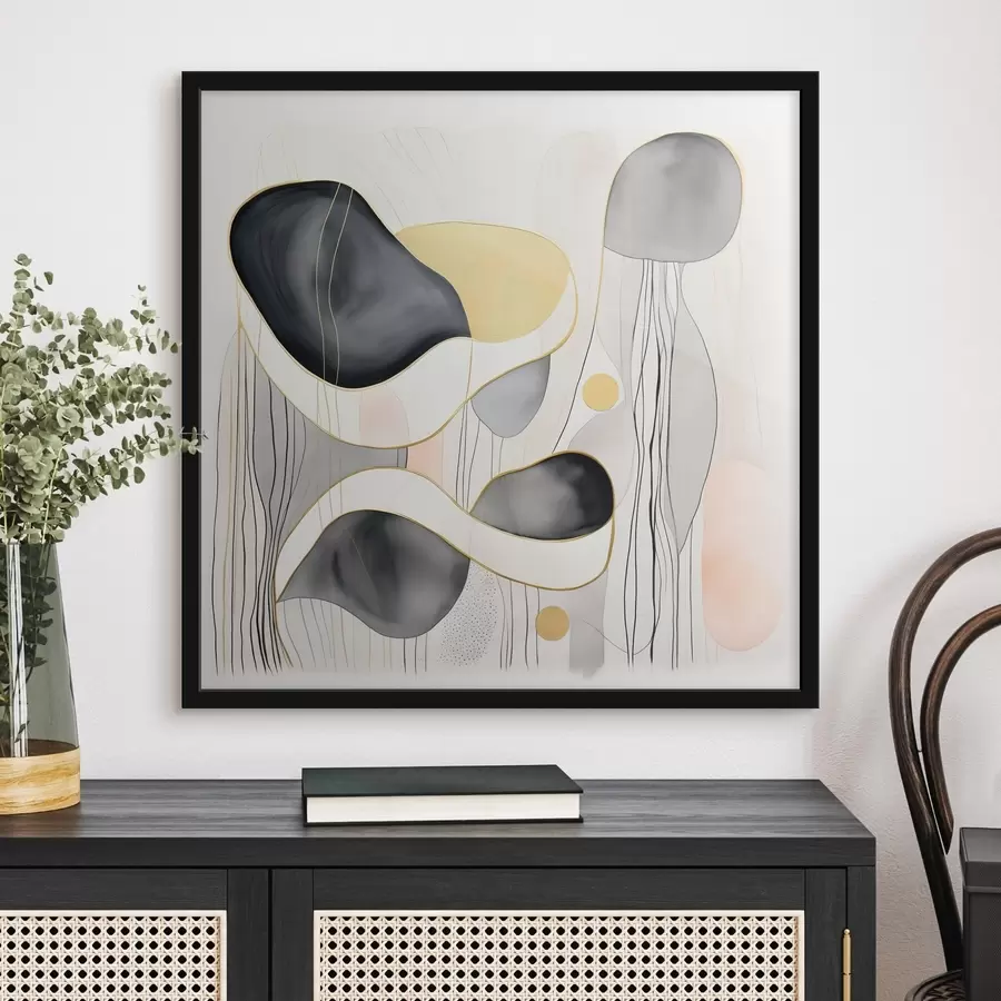 murales de pared Composición neutra, manchas grises y arenosas en estilo moderno. f46334