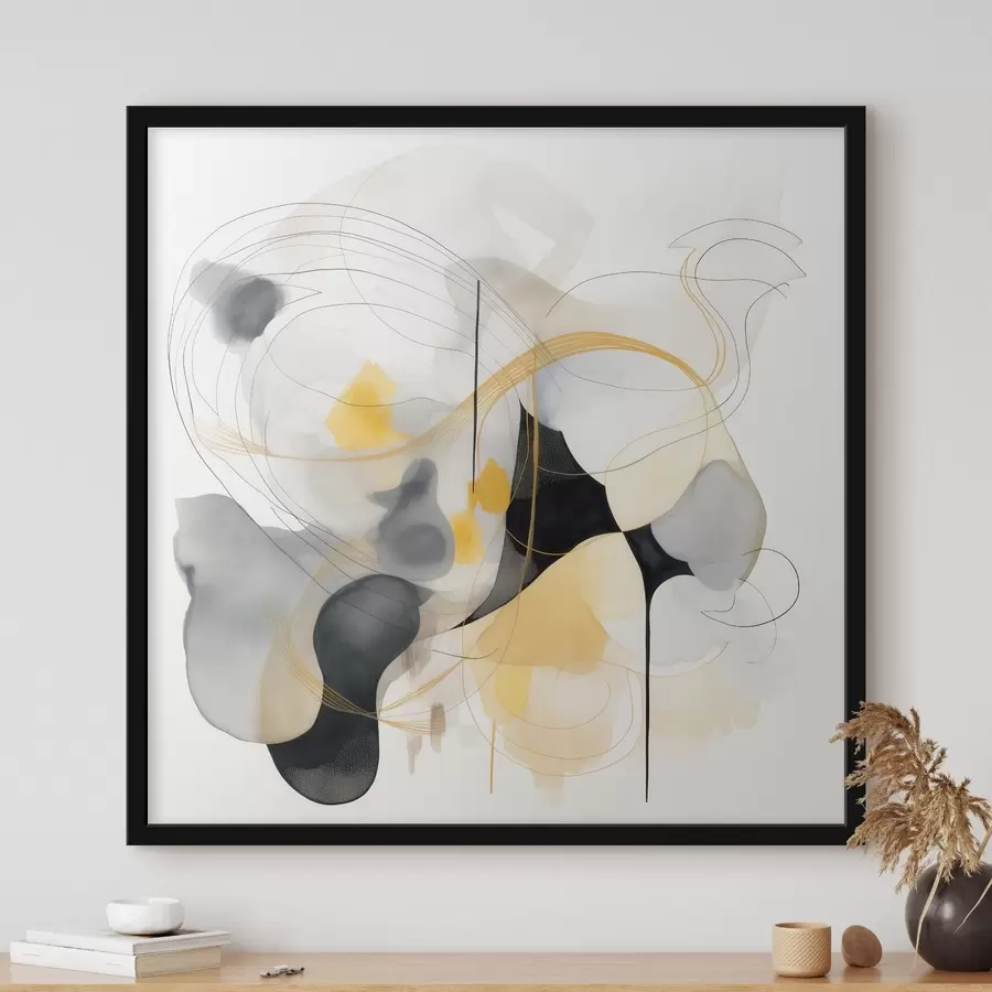 murales de pared Líneas caóticas y manchas en estilo moderno f46335