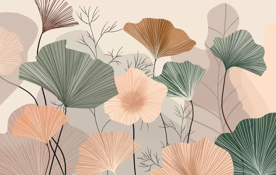 murales de pared elegantes hojas de loto w04815