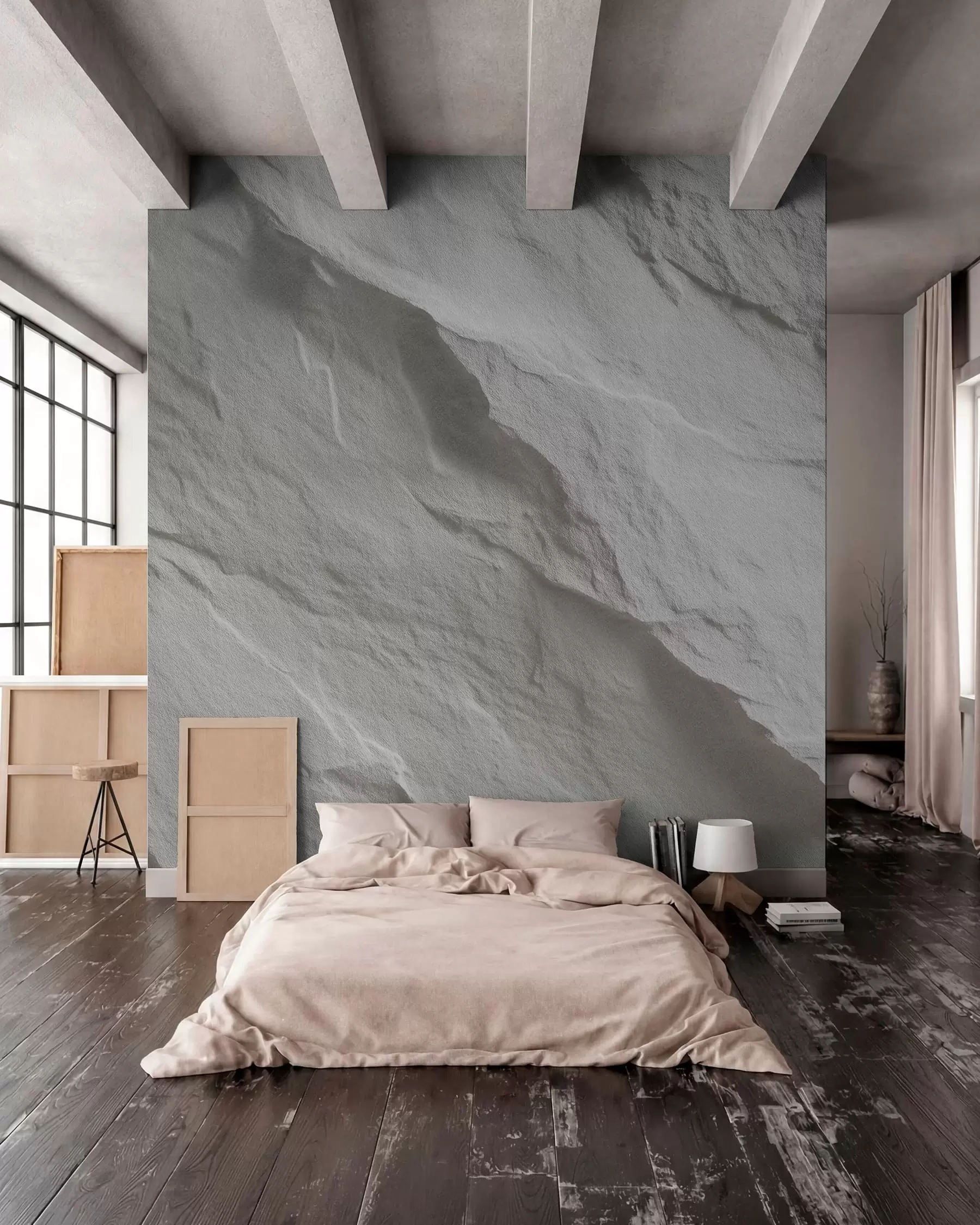 murales de pared imitación de roca blanca en diseño de interiores w04818