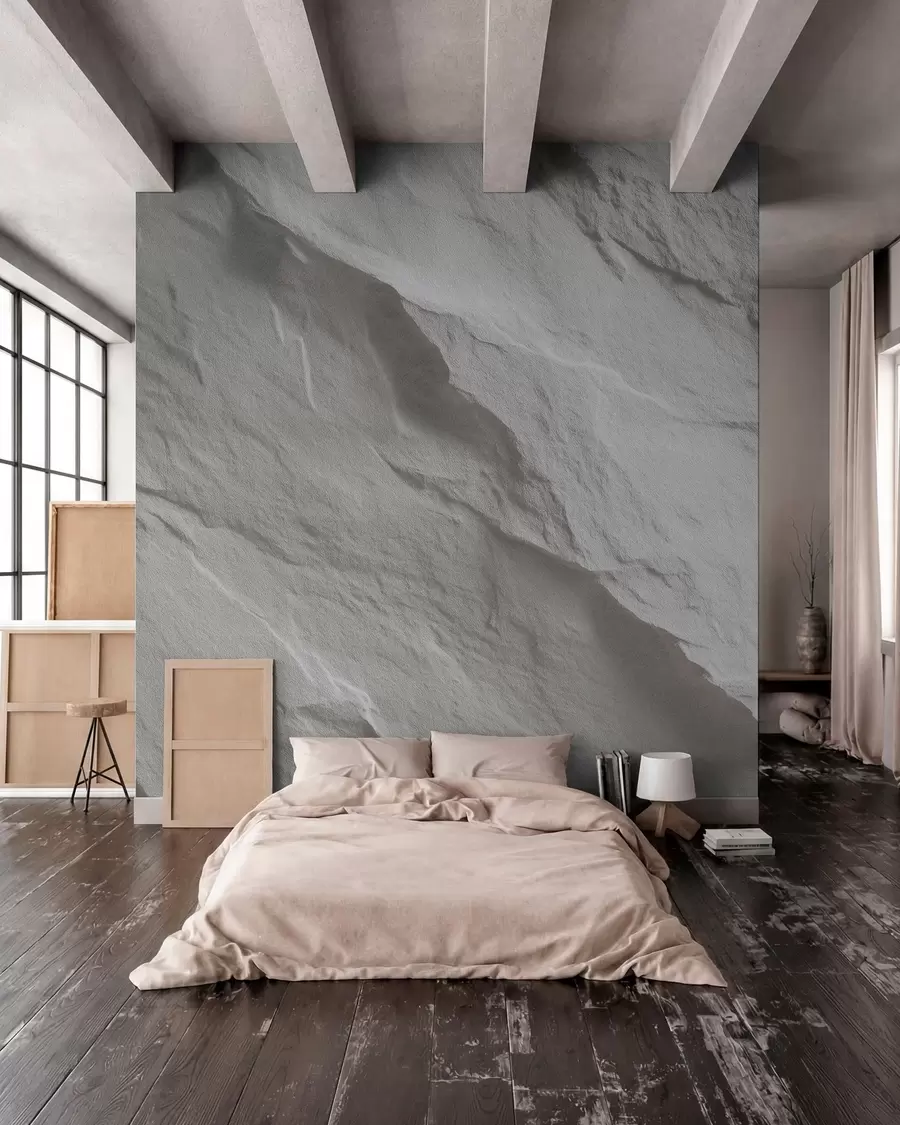 murales de pared imitación de roca blanca en diseño de interiores w04818