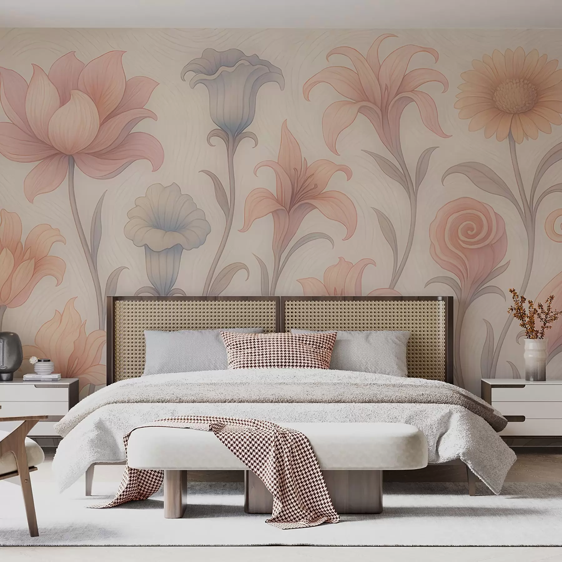 murales de pared Tierna composición floral en colores pastel w09503