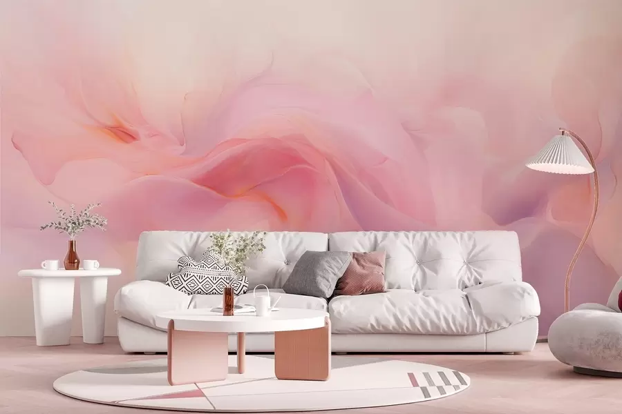 murales de pared Composición abstracta de ensueño en rosa y violeta w09523