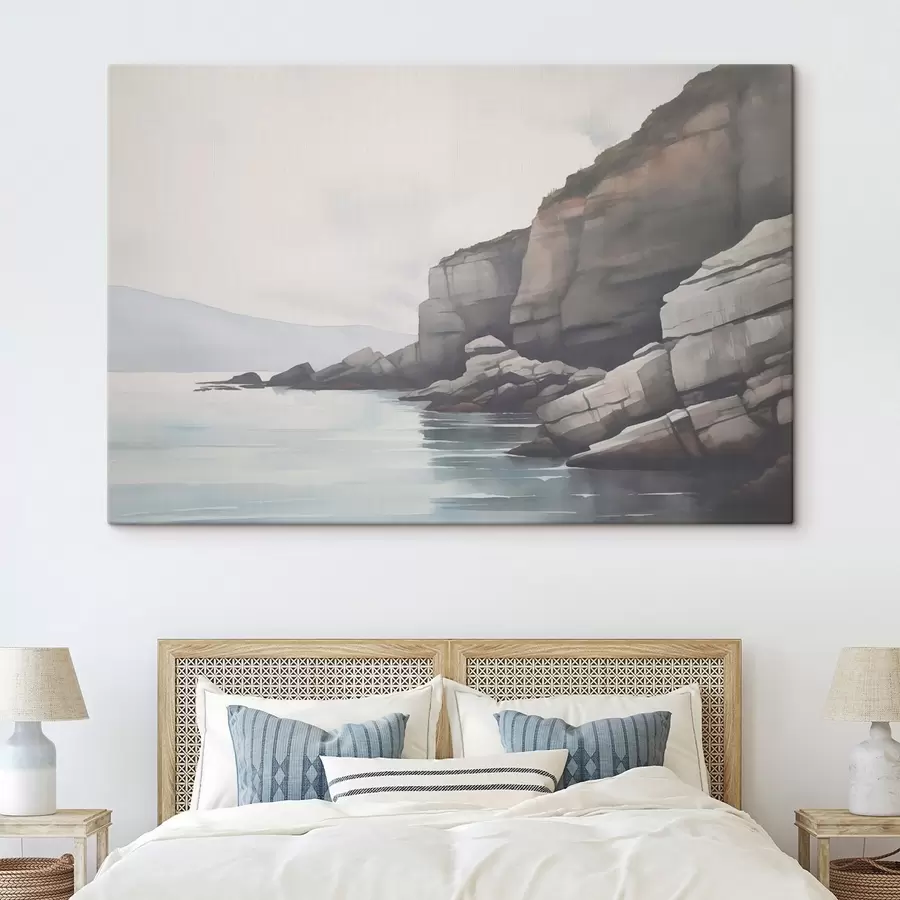 murales de pared Costa rocosa envuelta en niebla s46464