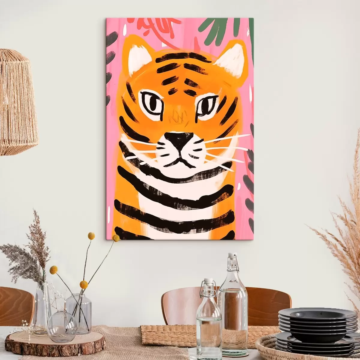murales de pared Tigre en estilo gouache s46554