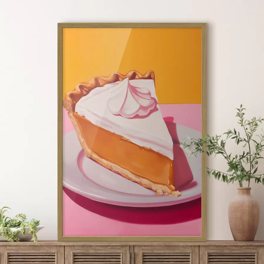 murales de pared Porción de tarta de calabaza. Ilustración pop art f46462