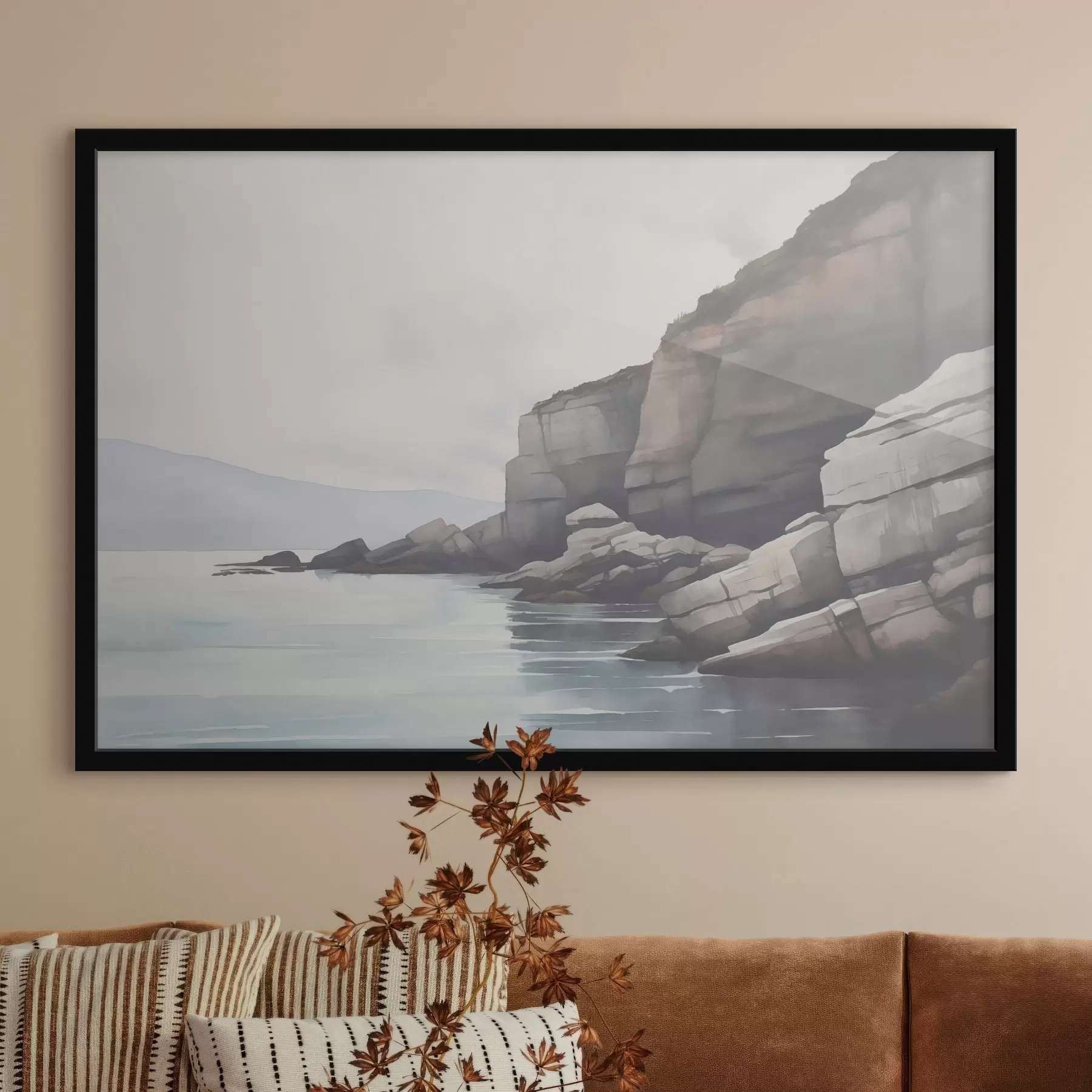 murales de pared Costa rocosa envuelta en niebla f46464