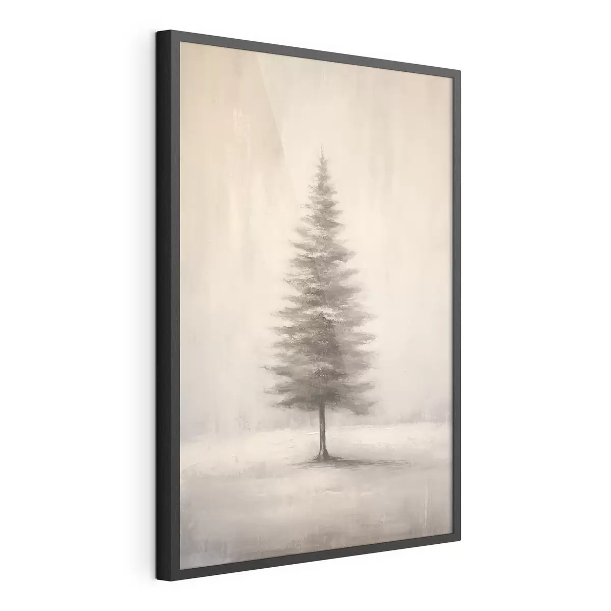 Poster Árbol de Navidad monocromático. Paisaje invernal minimalista f46465