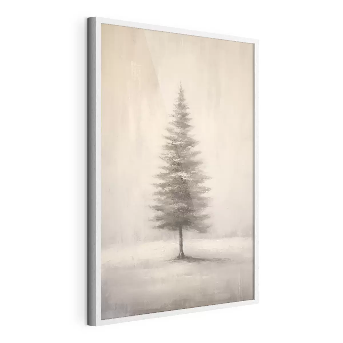 Poster Árbol de Navidad monocromático. Paisaje invernal minimalista f46465